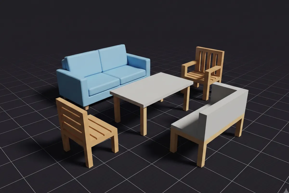 Mesa y sillas, proyecto de ModelingStudio