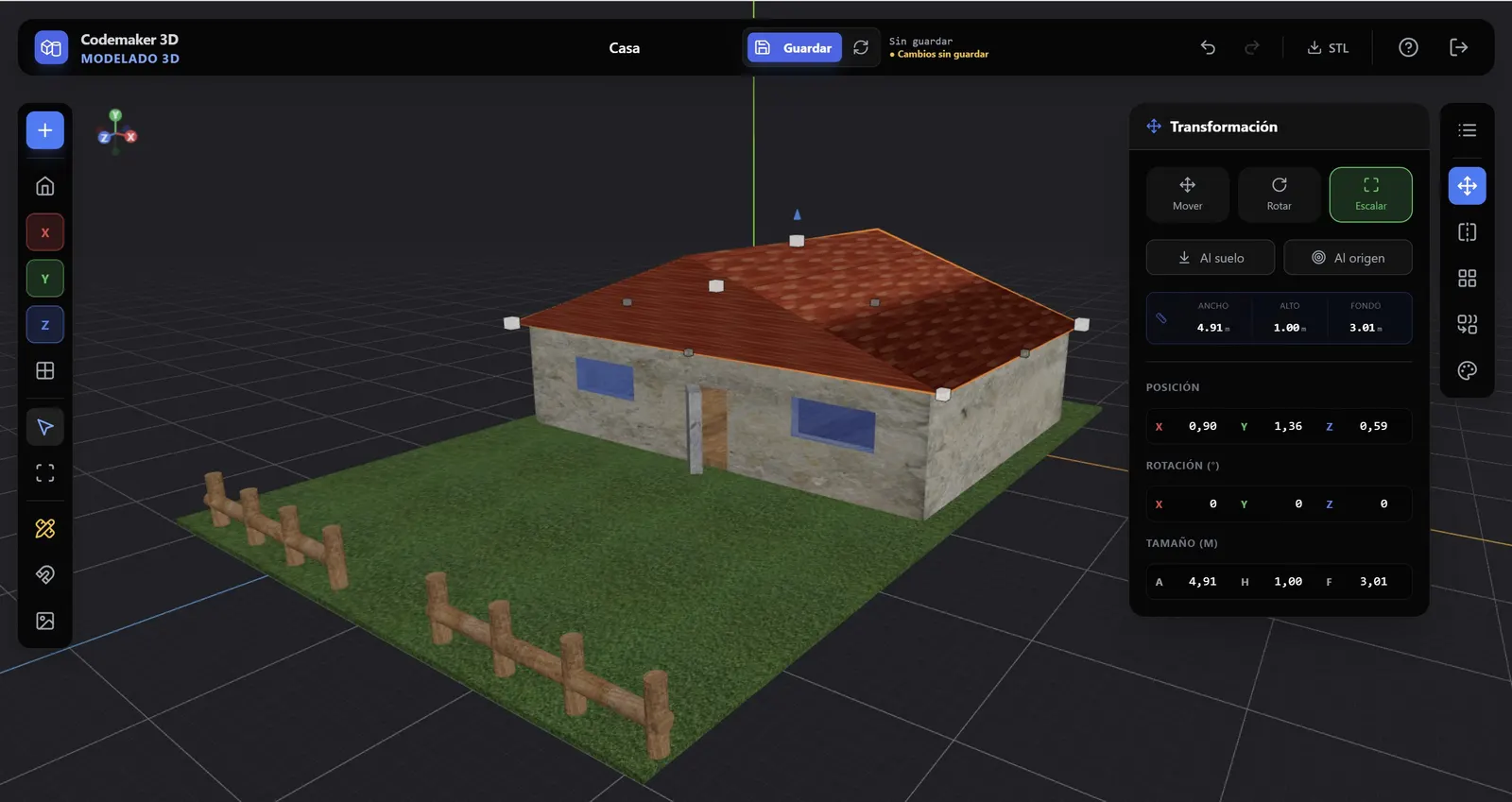 Alumno trabajando con el ModelingStudio de Codemaker3D en clase