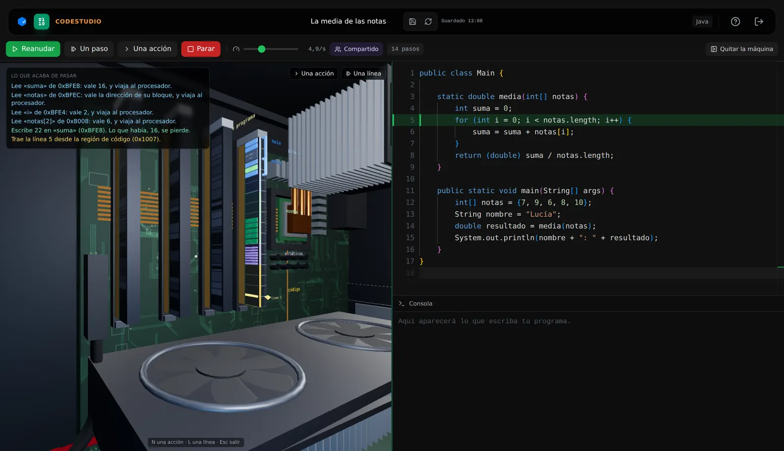 Captura de CodeStudio